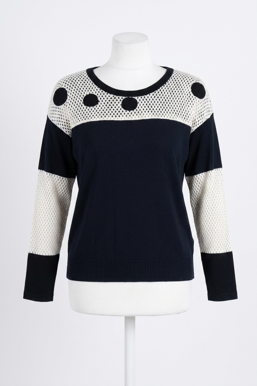 NEW ANGEL APPAREL polka dot scoop neck top in black white